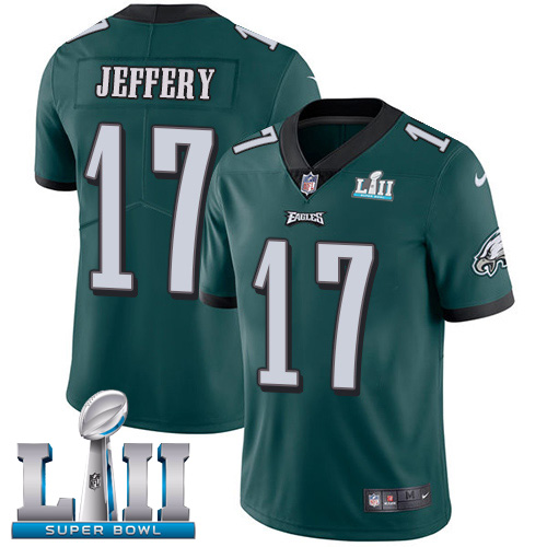 Men's Philadelphia Eagles #17 Alshon Jeffery Green Super Bowl LII Game Stitched NFL Jersey